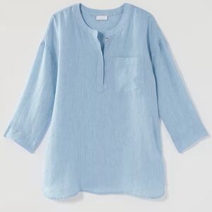 Pure Jill Linen One-Pocket Tunic Mirage and White